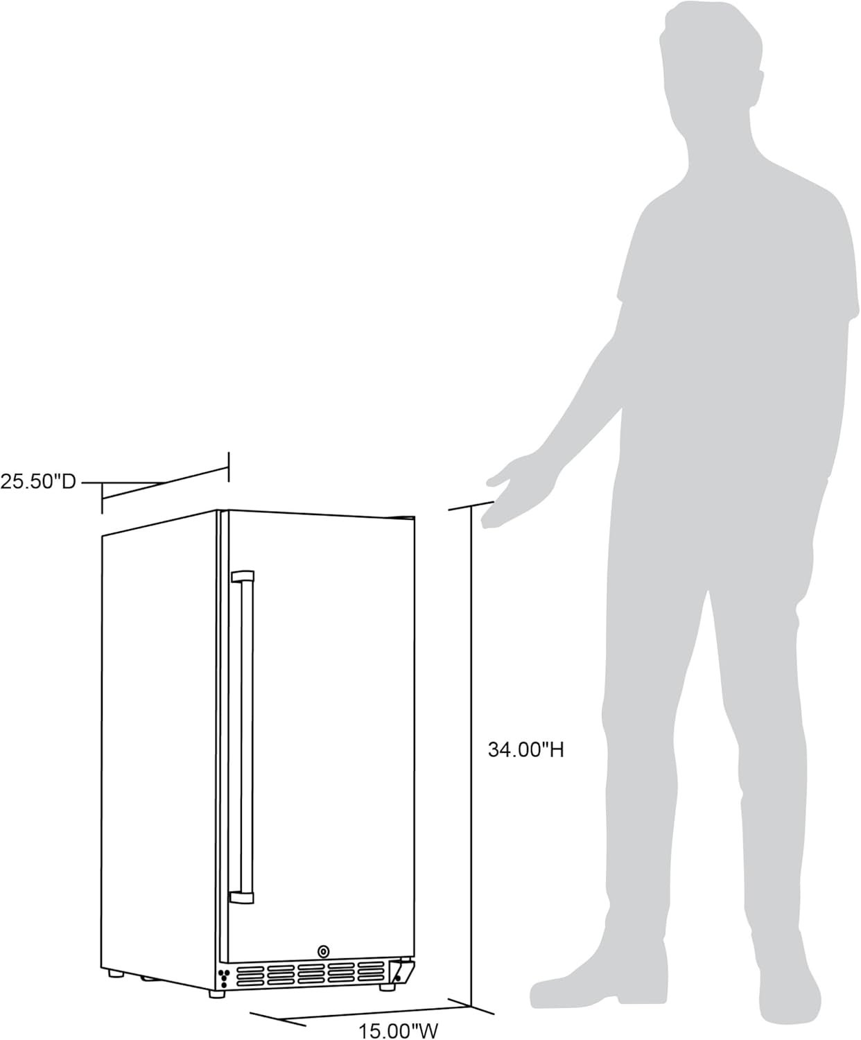 NewAir 15" Commercial Beverage Refrigerator | Weatherproof Stainless Steel Fridge | Built-In or Freestanding Outdoor Patio Fridge For Beer, Wine, Food NCR032SS00 - Image 17