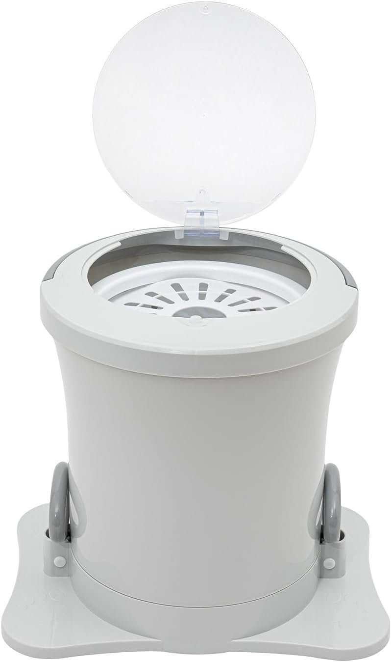 Portable Mini Washing Machine 2.4 Gal Manual Dehydrator Washing Machine Non-Electric Dehydrator Compact Washer Spin Dryer Perfect for Camping, Travelling, Apartment, Dorm, RV (White)