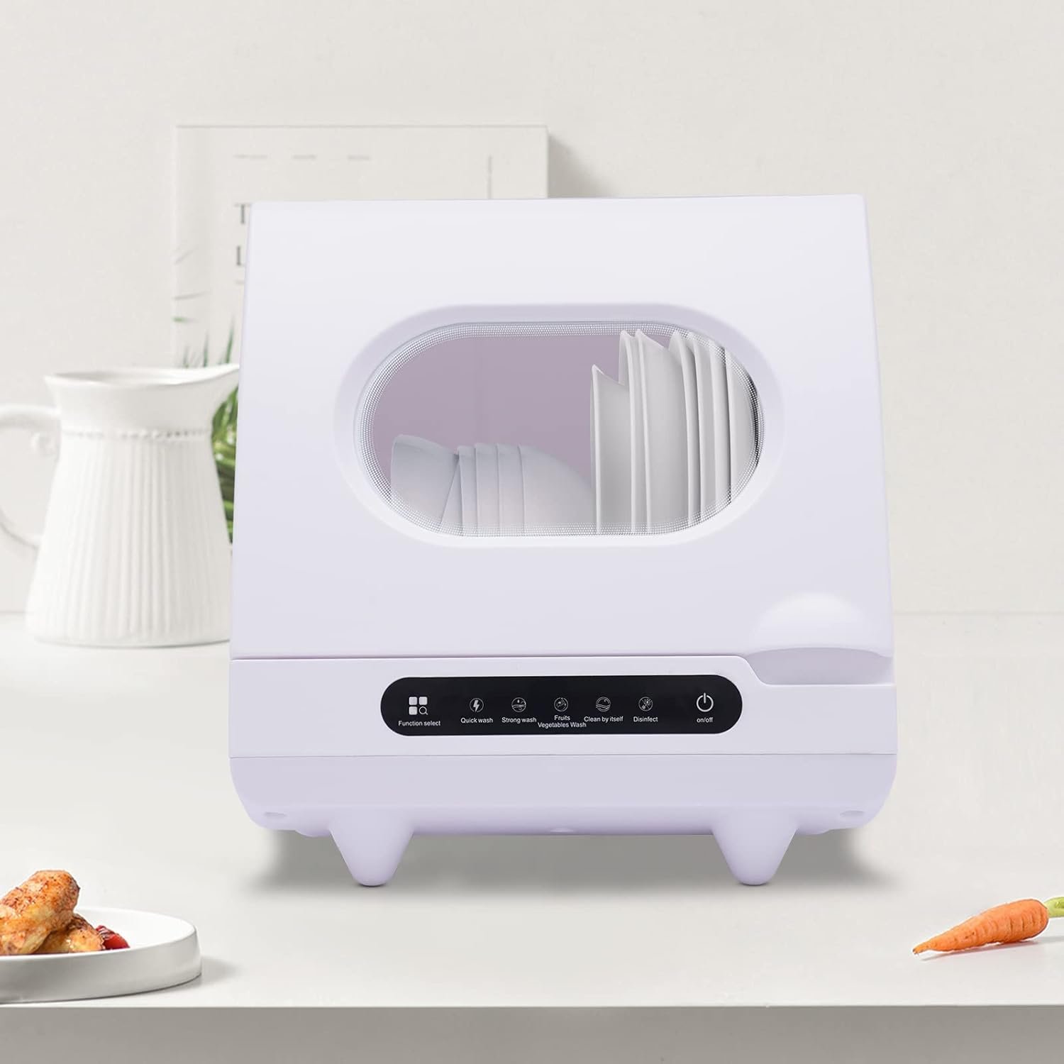 Portable Dishwasher Countertop, 1200W 110V Countertop Dishwasher Compact Dish Washing 5 Washing Programs Display with 4-5L Built-in Water Tank, Mini Dishwasher for RVs (White) - Image 2