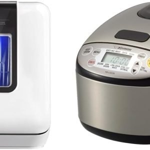 COMFEE' Countertop Dishwasher Bundle with Zojirushi 3-Cup Rice Cooker, Portable Dishwasher with Built-in 6L Water Tank, UV Hygiene & Auto Door Open