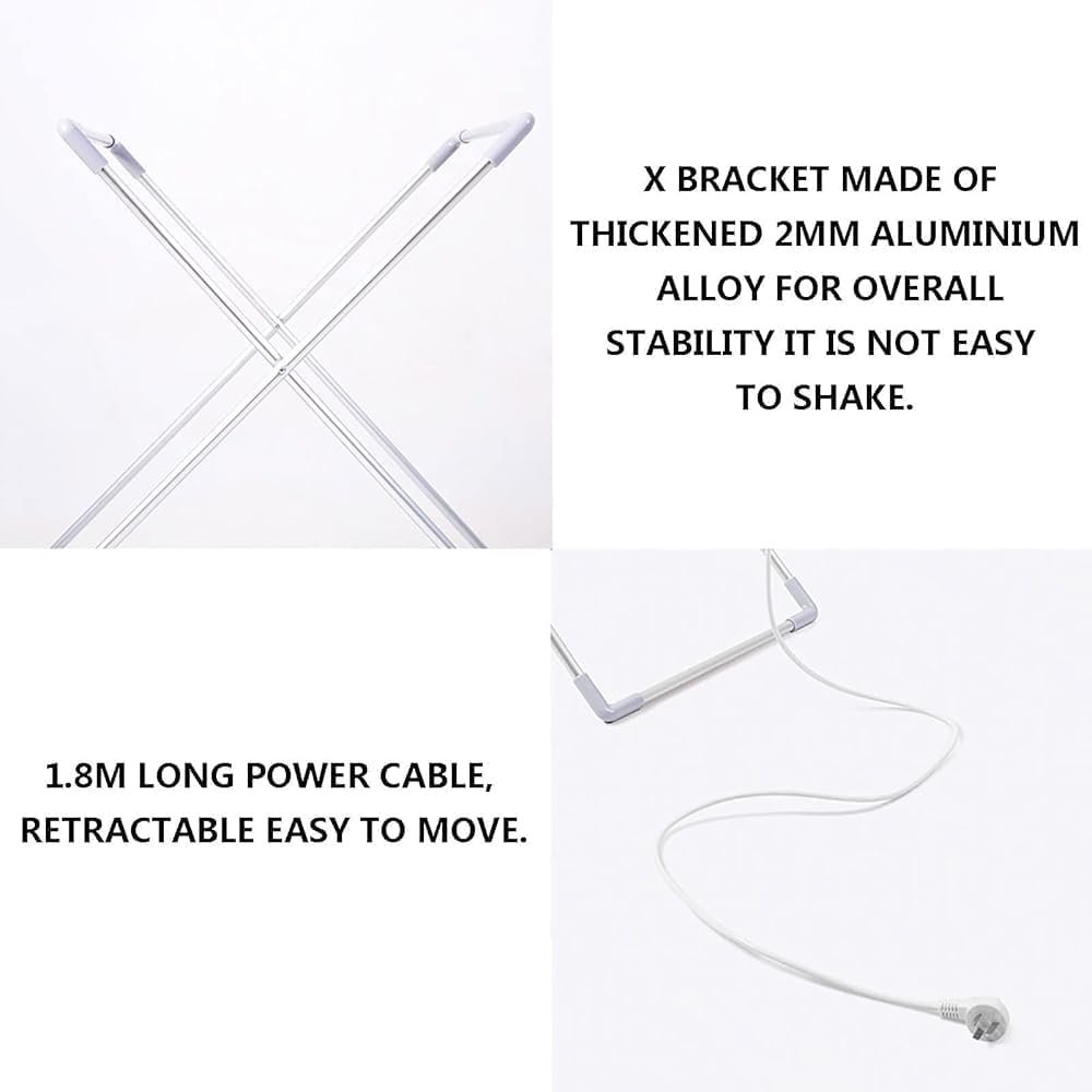 18 Bars Winged Electric Heated Clothes Airer Dryer, Electric Heated Folding Clothes Dryer Airer Cover, for Easy Storage Dry Saves Energy - Image 4