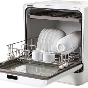 Headry Portable Countertop Mini Dishwasher 110V 800W, White Stainless Steel Large Capacity Counter Dishwasher, 4 Cleaning Modes, 360°Dual Spray, Air-Dry Function& UV Hygiene& LED Display for Home Dorm