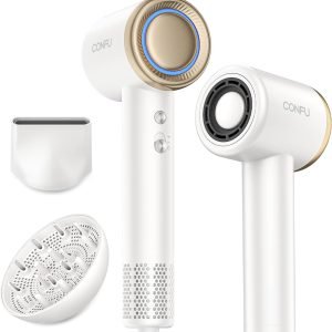 Blow Dryer - CONFU 1400W Professional Hair Dryer with Diffuser, 110000 RPM High-Speed Ionic Lightweight Design for Fast Drying, Home & Travel Use, Includes Nozzle for Women & Men