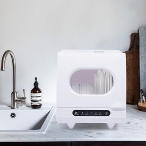 Portable Countertop Dishwasher, 5 Washing Programs Mini Dishwashers, 360°Spray Arms & 72℃ High Temperature Clean, Dishes&Fruit Vegetable Cleaning Machine for Small Apartments, Dorms and Camper RVs