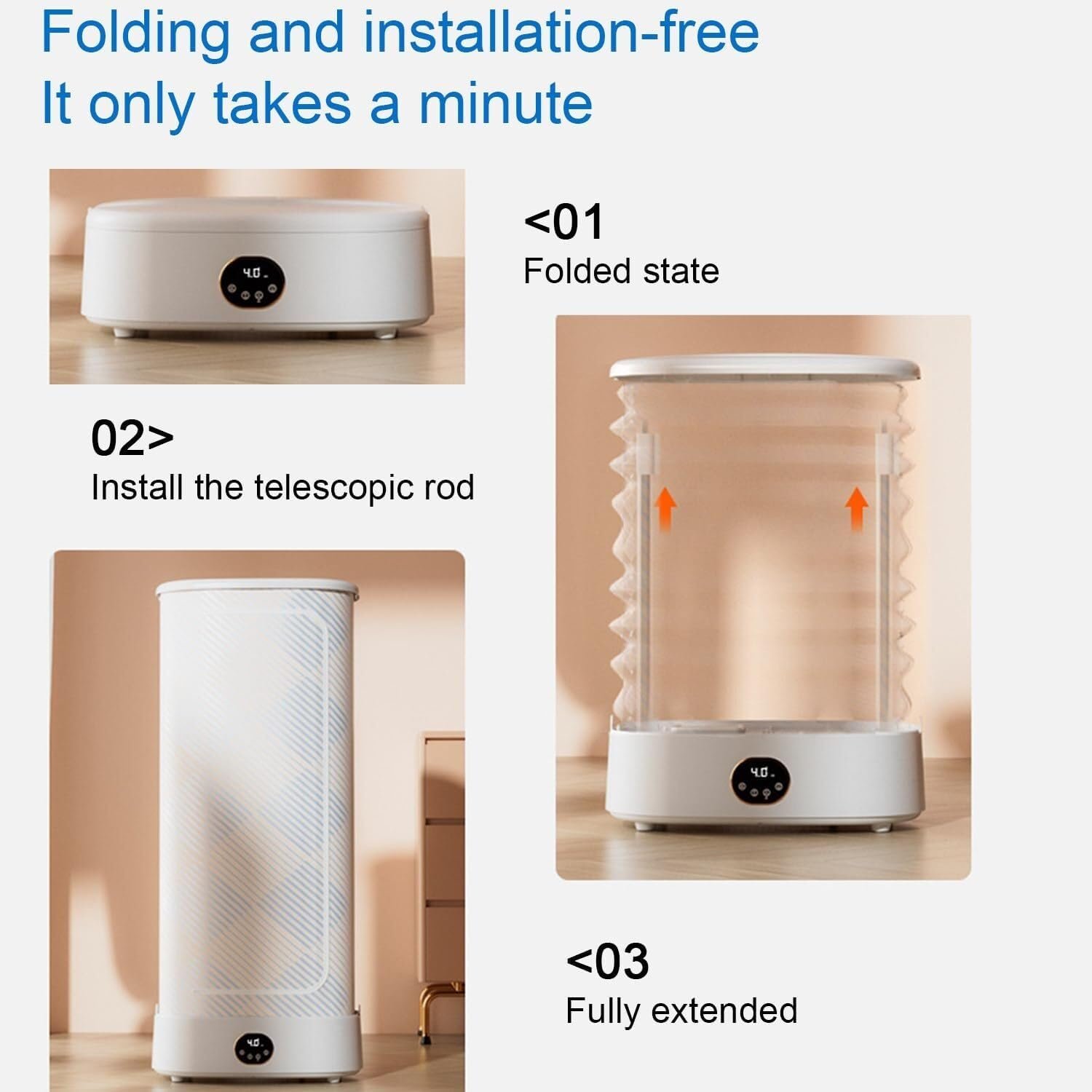 Portable Clothes Dryer - Portable Dryer,Electric Clothes Dryer, Automatic Ironing Machine,Underwear, Baby Clothes - Quick and Easy to Use Small/Compact Dryer Machine - Image 3