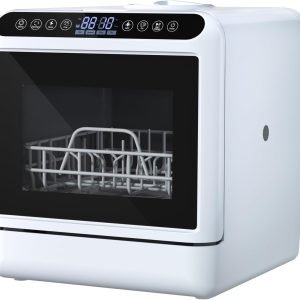 hatleues Portable Dishwasher with 5L Built-in Water Tank,Countertop Dishwasher, 5 Washing Programs, 3-Spray Arm, 360° Spray, 160℉ High-Temp & Air-Dry Function - Wash Dishes, Glass,Baby Care White