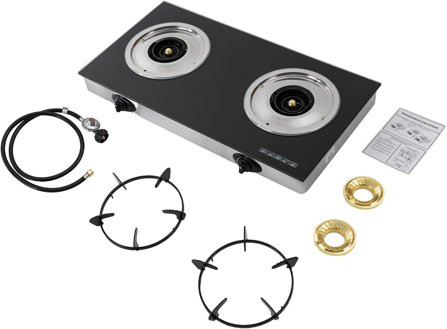 DYRABREST 28" Gas Stove 2 Burners Countertop Gas Stove Cooktop Portable Stainless Steel Propane Stove Auto Ignition LPG Stove Dual Burner Camping Stove for RV, Outdoor Kitchen Apartment - Image 3