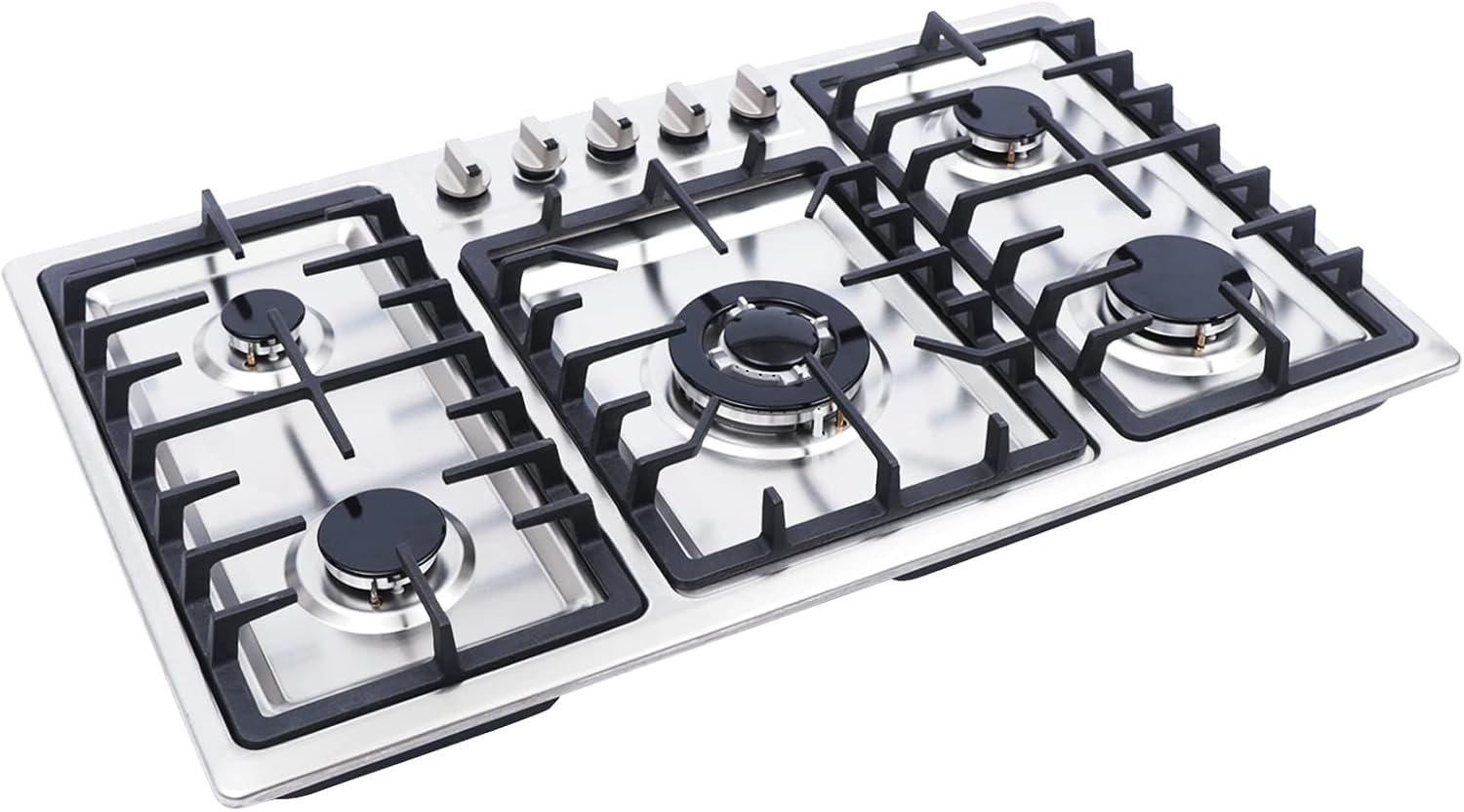 34x20In Built in Gas Cook-top,5 Burner Gas Stove Stainless Steel Cook-top Stove LPG/NG Gas Hob Kitchen Cooker Built-In Cook Stove (5 Burner)