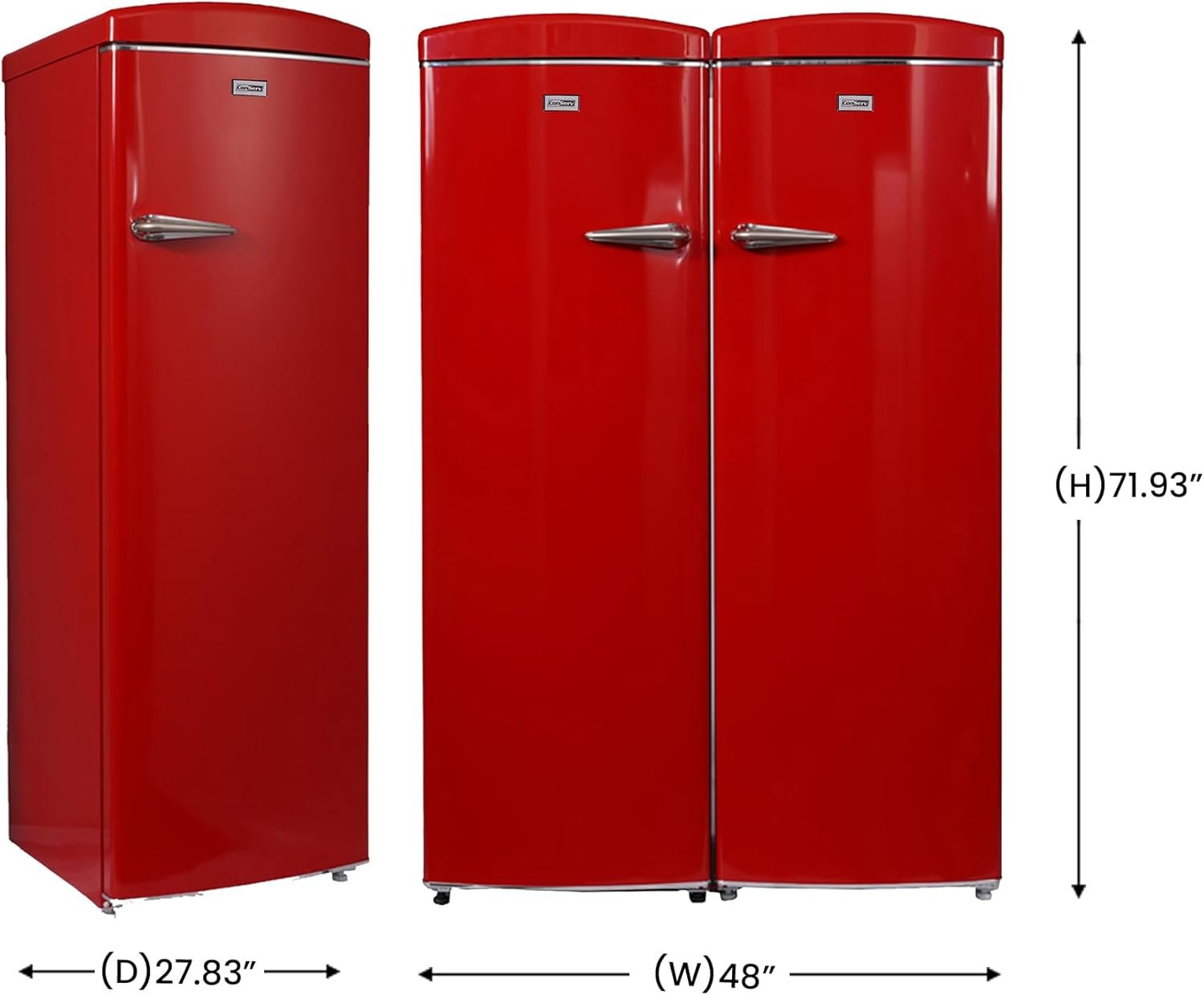 24in Retro Set Refrigerator 11cf + Upright Freezer 8.3cf E-Star 110V (Red) - Image 3