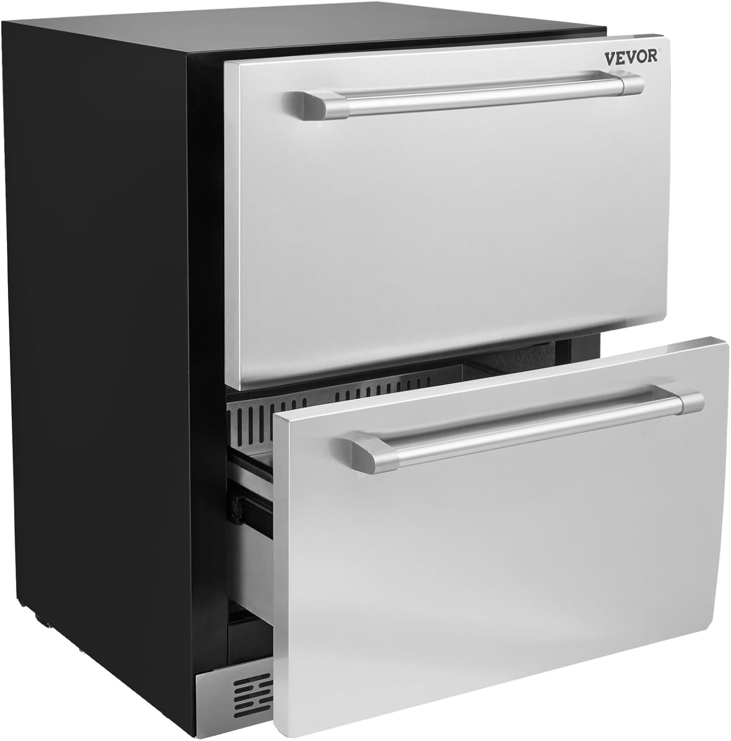 VEVOR Undercounter Refrigerator, 24 Inch Outdoor Beverage Fridge Built-in, 5.12 Cu.ft Stainless Steel Refrigerators for Patio Home Bar Outdoor Kitchen, Freestanding Cooler for Soda Wine BBQ Fruit
