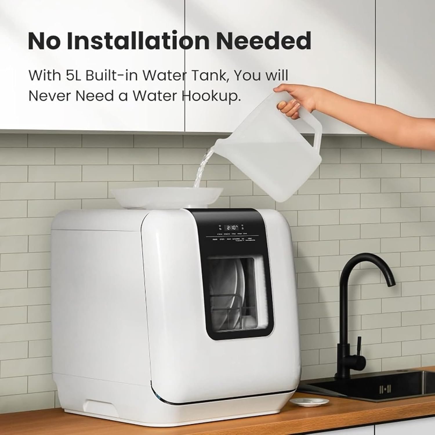Countertop Dishwasher Portable Dishwasher with 6L Built-in Water Tank Mini Dishwasher with More Space Inside 7 Programs - Image 6