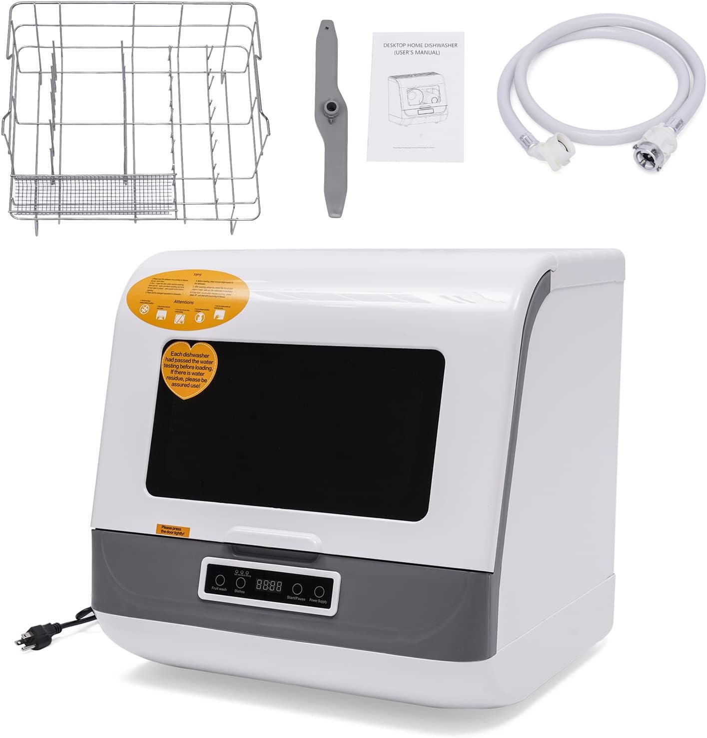 Countertop Dishwasher, Mini Portable Compact Dishwasher, No Installation, with Air Drying Function, Built-in 9L/2.37 Gallon Tank (12-20 Utensils), 4 Wash Programs, 360° Spray Clean, White - Image 8