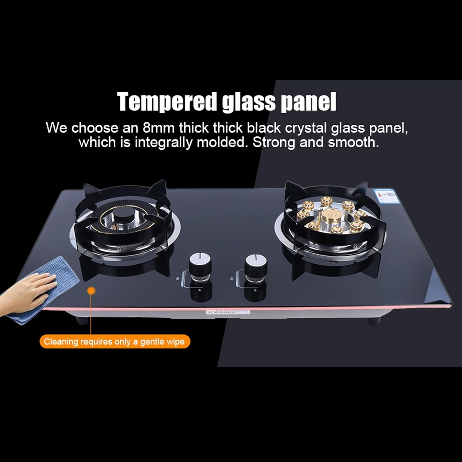 Gas Cooktop, Tempered Glass Panel Built-in 5 Burners, Portable LPG Gas Stove Countertop, Dual Fuel Cooktops Gas Cooker for RV Camper Caravan Outdoor Apartments, 30.3Inch Black - Image 2