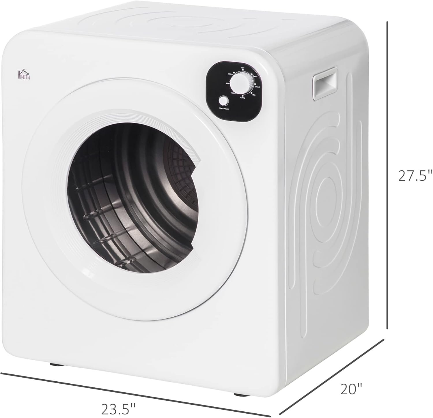 Portable Clothes Dryer, 120V 1300W Compact Laundry Dryer with Intelligent Drying, 3.2 cu.ft Stainless Steel Drum, Front Load Electric Dryer for Apartments, Dorms, RVs, White - Image 2