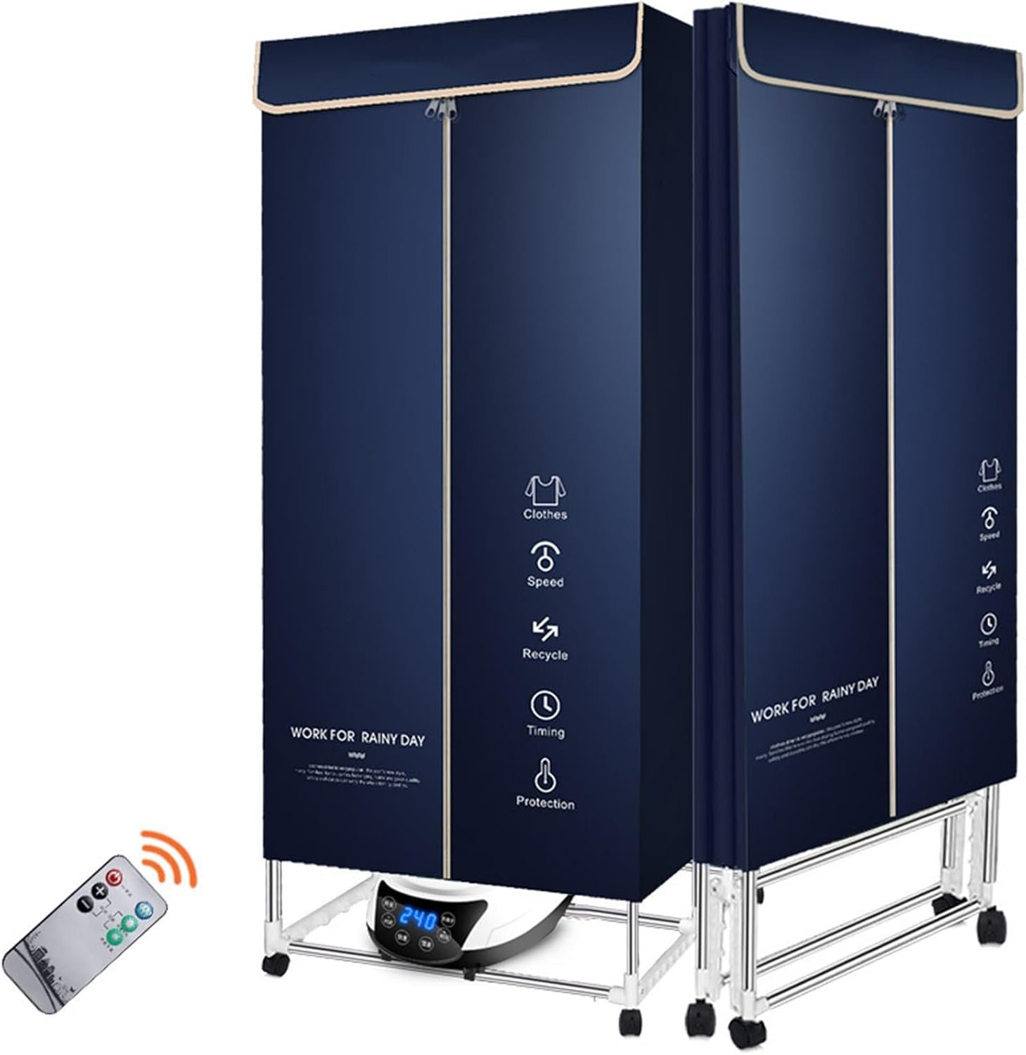 Favourite Six-Button 1500w Foldable 1.5-Meter Portable air Dryer Energy-Saving Dryer Household Electric Dryer Available in Three Colors (Color : Blue, Small : 1.7m)