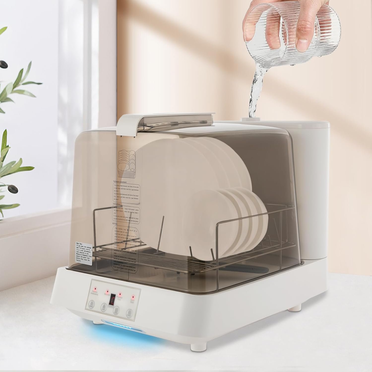 Transparent Countertop Dishwasher Mini Automatic Portable Dishwashing Multiple Washing Programs Dish Washer Machine with 1.59gal Water Tank 360° Rotating Spray for Apartments Dorms RVs - Image 4