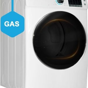 Gas Dryer, Gas Clothes Dryer 8 cu.ft, 27" Front Load Clothes Dryer Machine with Steam, Wrinkle Care and Delay Start, White