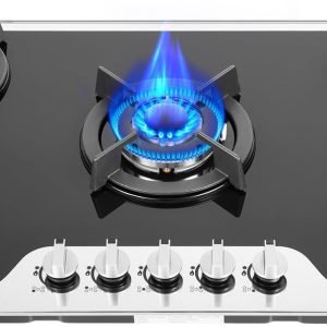 36 Inch Gas Cooktop with 5 Burners, LPG/NG Convertible, Built-in Gas Stove Top with Thermocouple Protection for Apartment RV Kitchen