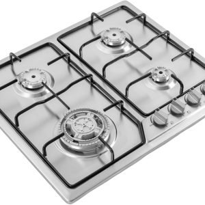 4 Burner Gas Top Stove Gas Cooktop 24 Inch Stainless Steel Built-in Gas Cooktop Gas Cooker Natural LPG Silver Gas Hob for Kitchen,Electric Ignition(4 Burner/22.83" * 19.68")