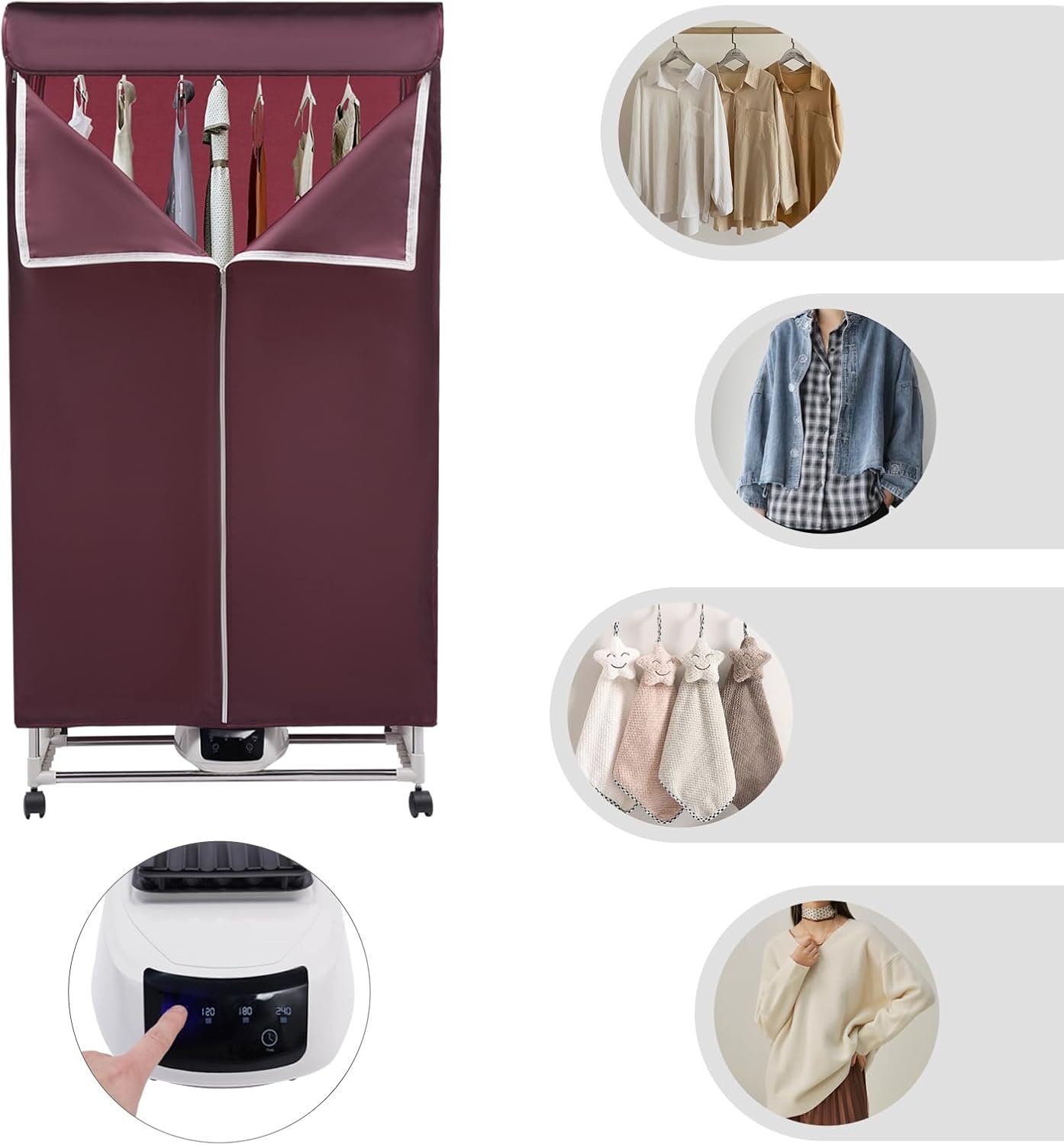 Clothes Dryer, Portable Travel Mini 1500W Dryer Machine 66.14lb Capacity Electric Dryer for Dry Clothes, Towels, Jeans - Image 4