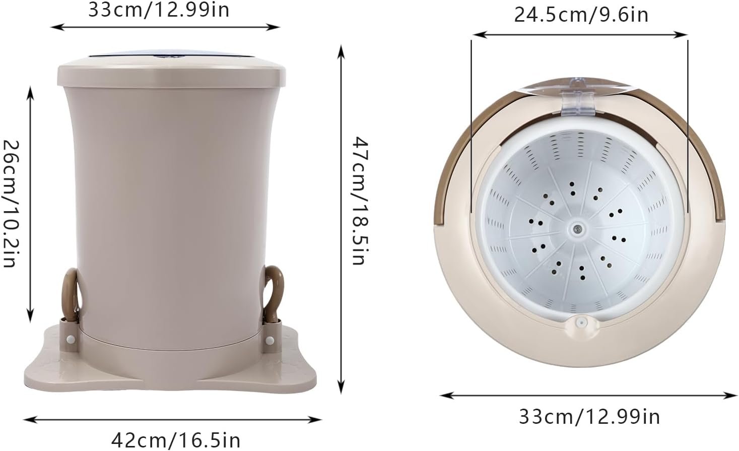 12L/3.17Gal Manual Clothes Dryer Non Electric Laundry Dryer Portable Mini Washing Machine Compact Washer Dehydrator for RV Camping School Apartment Dorm - Image 4