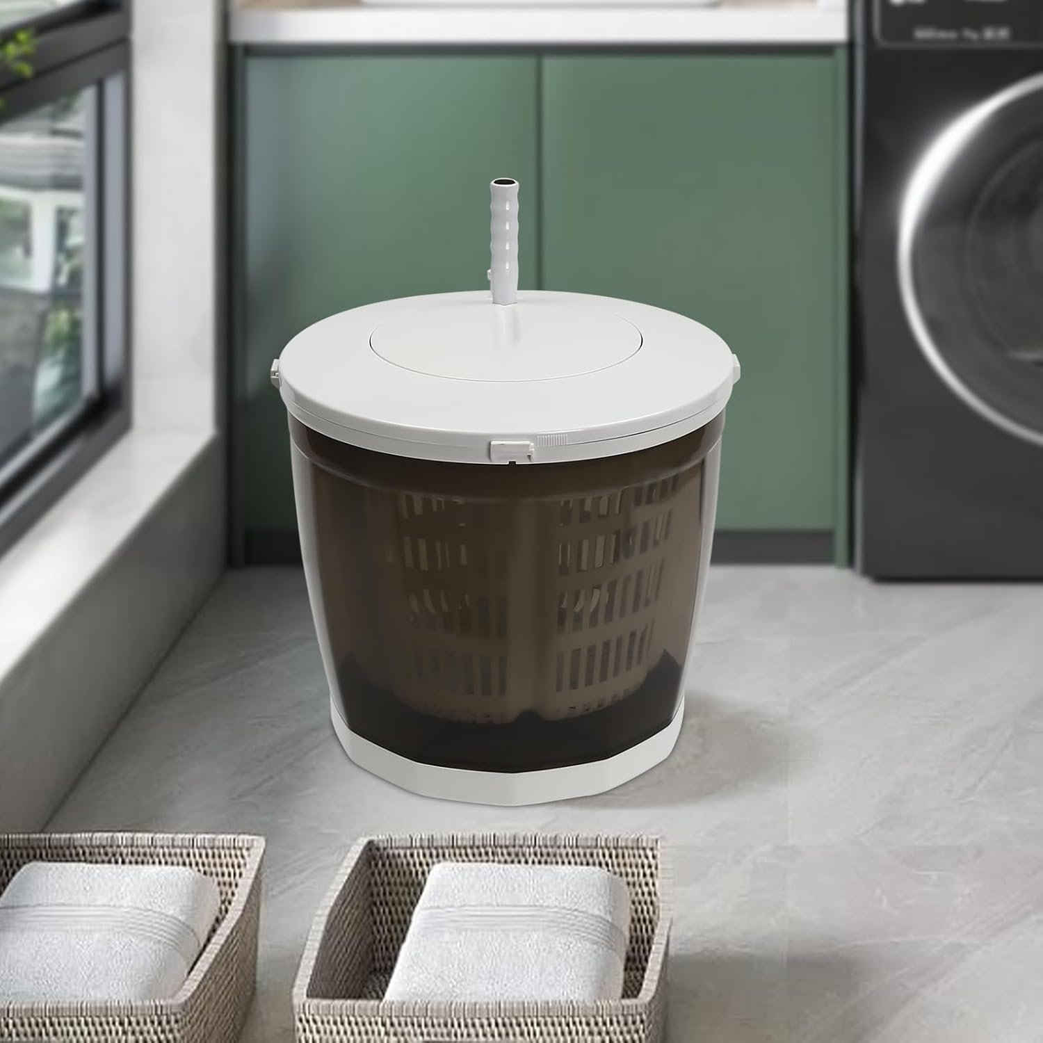 Portable Washing Machine, 2 in 1 Mini Manual Washing Machine, Compact Clothes Spin Dryer, Traveling Outdoor Washer Spin Dryer - Image 8