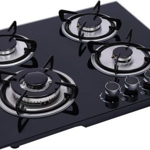 DNYSYSJ 4 Burners Gas Cooktop 23"" Built-in Tempered Glass Surface Cooker Gas Hob with NG/LPG Convertible Gas Stove Cooktop, 2800Pa