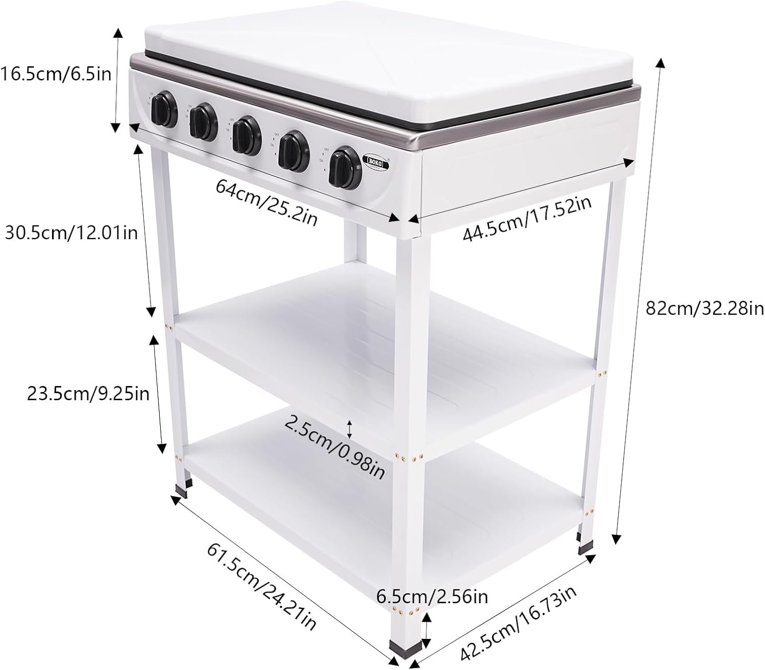 5 Burners Natural Gas Stove, Removable Bracket Gas Cooktop, Portable Gas Stove for Kitchen, RV, Apartment, Outdoor Cooking (White) - Image 7