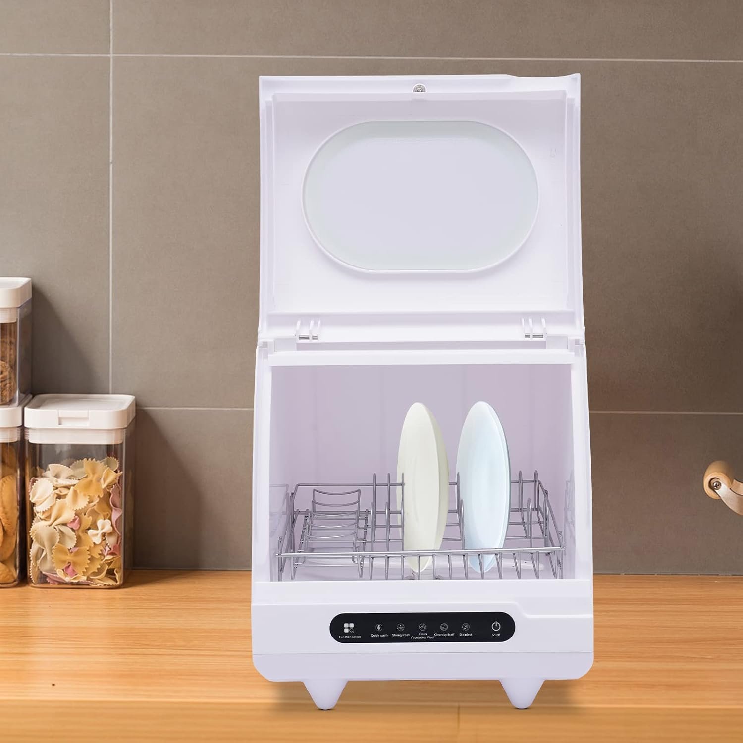 Portable Dishwasher Countertop, 1200W 110V Countertop Dishwasher Compact Dish Washing 5 Washing Programs Display with 4-5L Built-in Water Tank, Mini Dishwasher for RVs (White) - Image 4