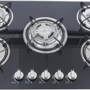 Gas Cooktop,30 Inch 5 Burners Gas Stove Gas Hob Stovetop Tempered Glass Cooktop Cast Iron Grates Built-in Gas Stove Top Gas Cooktop Thermocouple Protection
