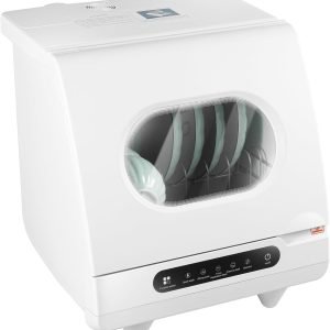 Countertop Dishwasher，5 Washing Modes Portable Dishwasher with 360° Spray Arms，Dishwasher Cleaner with 5L Built-in Water Tank，For Household &Apartment &Dormitory &RVs（1200W White）