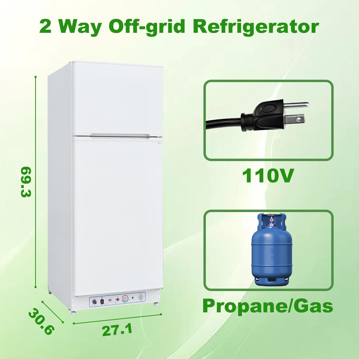 SMETA Propane Refrigerator with Freezer 13.4 cuft Gas Fridge 110v/LPG Dual Ways Top Freezer Top Mount Full Size for Kitchen Garage RV Off-Grid - Image 2