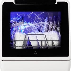 Portable Dishwasher Countertop with 5L Built-In Water Tank, 5 Wash Programs, 360° Dual Spray, Quick Cleaning, Air-Dry Function, Ideal for Apartments, RVs, Dorms, Black