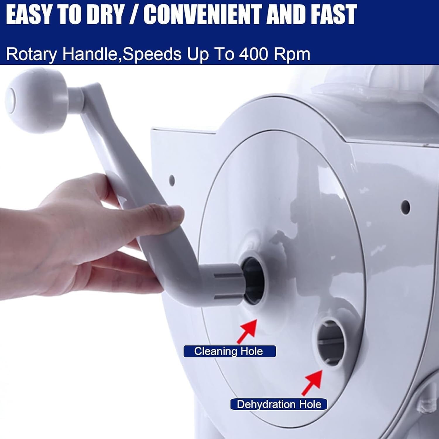 Mini Manual Washing Machine Non-Electric Dryer, Portable Manual Washing Machine Non Electric, Compact Hand Powered Laundry Spinner with Spin Dry and Drainage Pipe for Rv Travel - Image 2