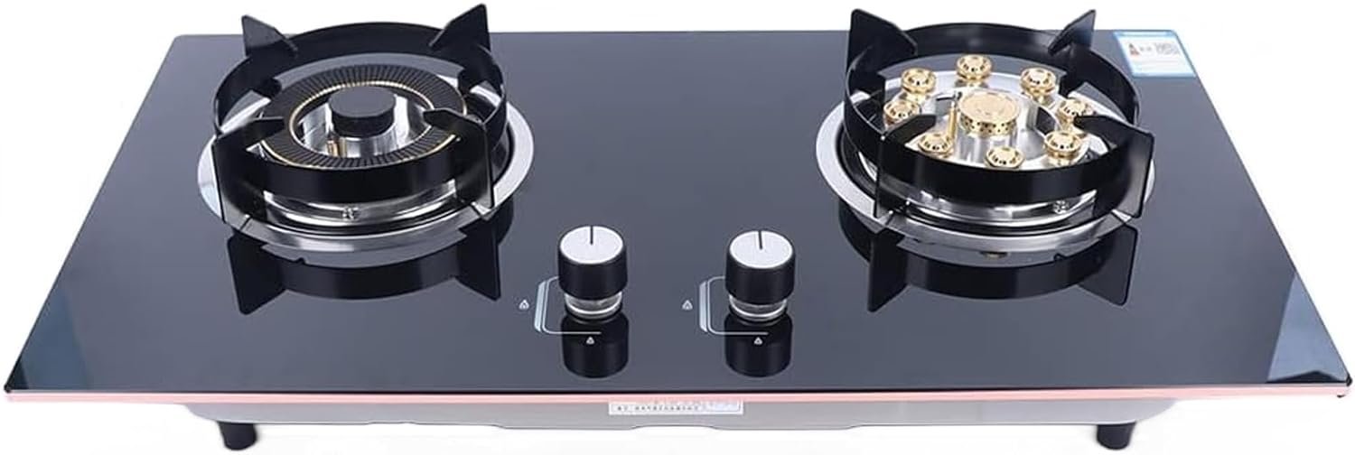 Gas Cooktop, Tempered Glass Panel Built-in 5 Burners, Portable LPG Gas Stove Countertop, Dual Fuel Cooktops Gas Cooker for RV Camper Caravan Outdoor Apartments, 30.3Inch Black