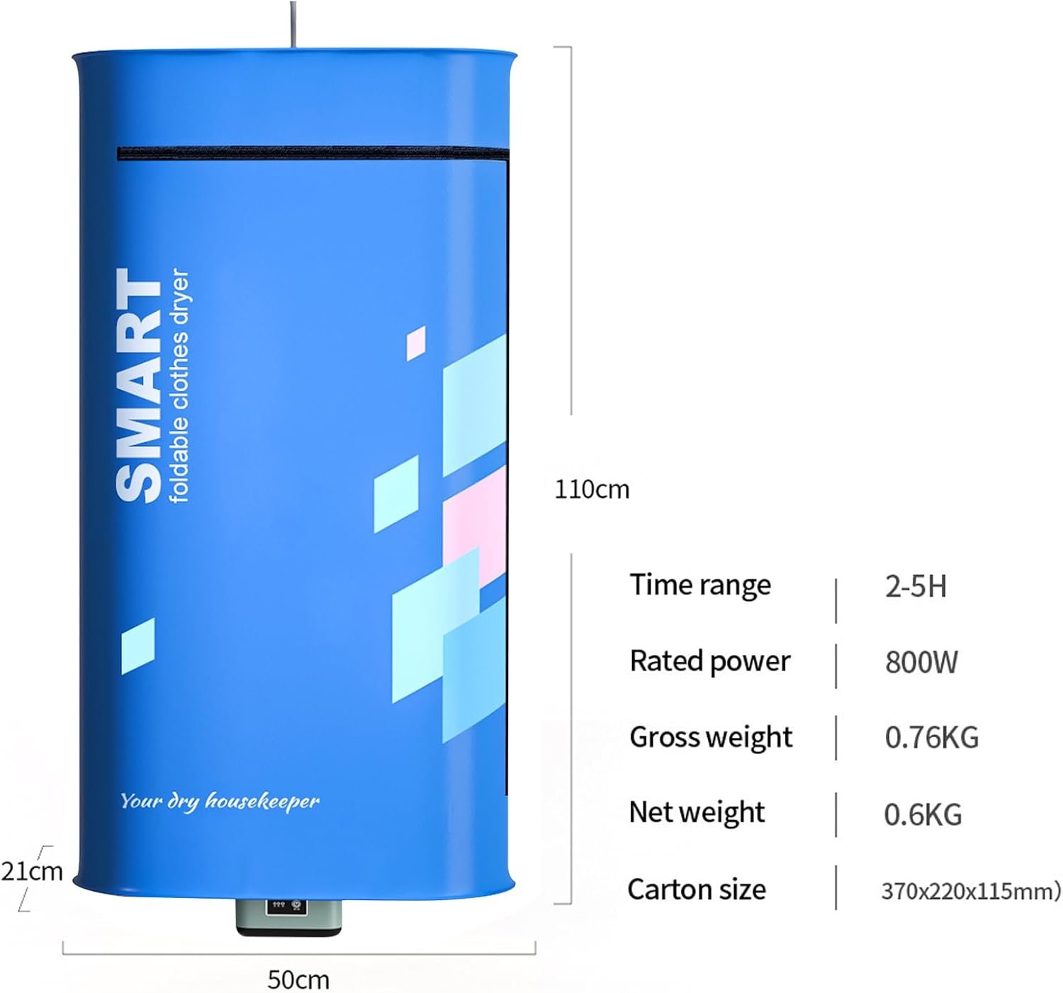 Portable Clothes Dryer, Small Compact Foldable Electric Drying Machine with Dry Bag for Travel,RV, Home,Apartment (wizi02) - Image 2