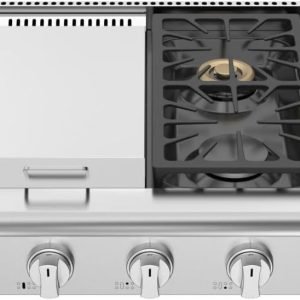 Empava 48 in. Pro-Style Professional Slide-in Natural Gas Rangetop with 6 Deep Recessed Sealed Ultra High-Low Burners-Heavy Duty Continuous Grates-Infrared Griddle in Stainless Steel, 48 Inch, Silver