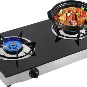 Natural GasCooktop, 2 Burners Stove Portable Gas Stove 24000 BTU Tempered Glass Double Auto Ignition Camping Burner LPG for RV, Apartments, Outdoor