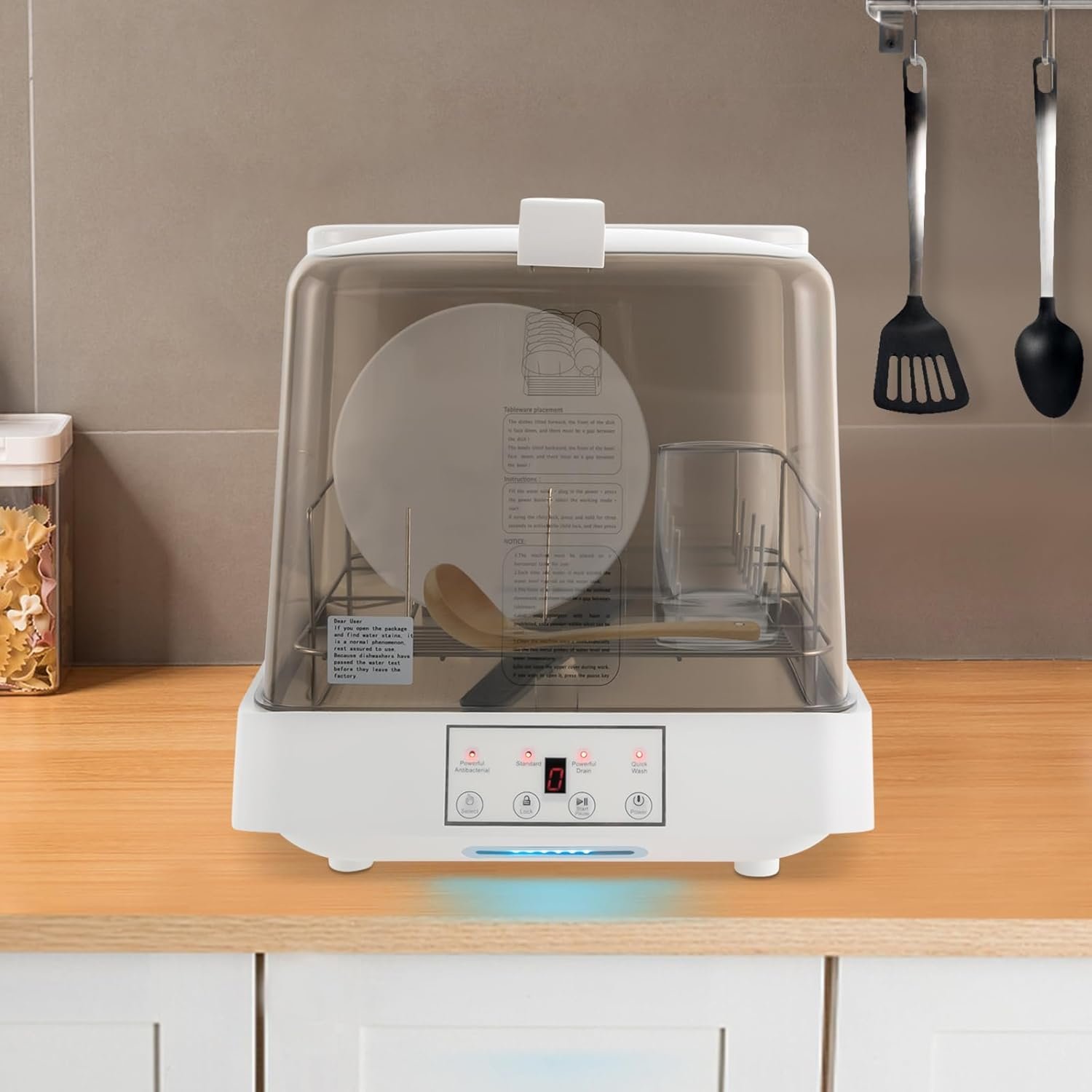 Transparent Countertop Dishwasher Mini Automatic Portable Dishwashing Multiple Washing Programs Dish Washer Machine with 1.59gal Water Tank 360° Rotating Spray for Apartments Dorms RVs - Image 5