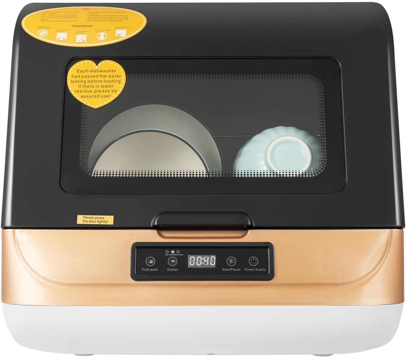 Portable Countertop Dishwasher, Compact Dishwasher with 3 Washing Programs, Hot Air Drying, Mini Dishwasher Portable Dishwasher for Small Apartments, Dorms and RVs - Water Pipe Included - Image 2