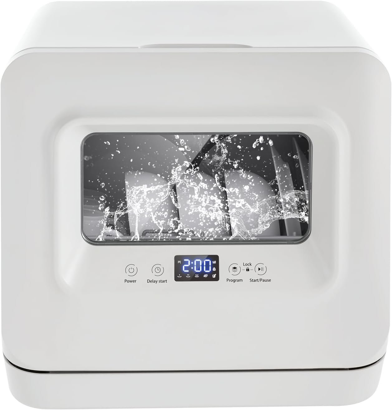Apartments RV Compact Countertop Dishwasher Portable 5 Washing Programs Air-Dry Function Dish Washer Machine Touch Controls Mini Dishwasher with 360° Dual Spray