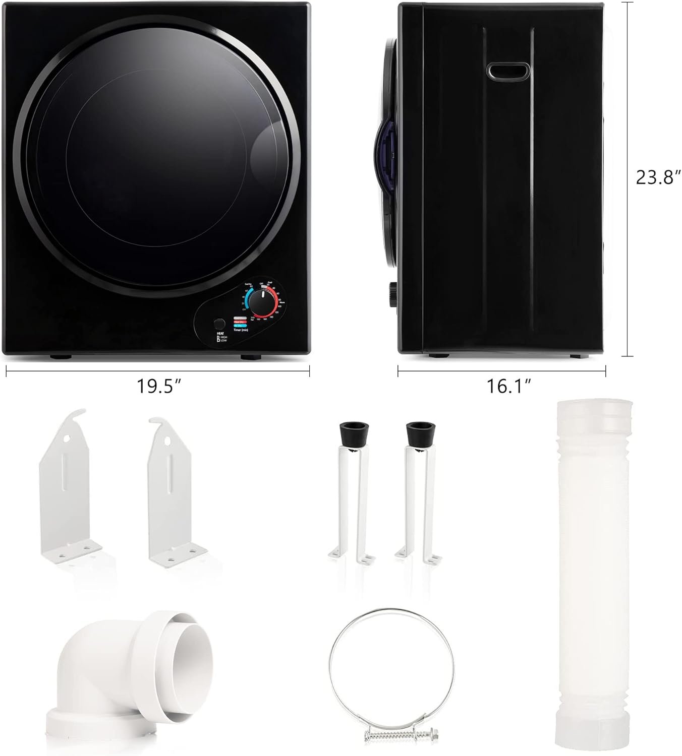 Electric Portable Clothes Dryer, Front Load Laundry Dryer for Apartments, Dormitory and RVs with Easy Knob Control, Wall Mount Kit Included - Image 7