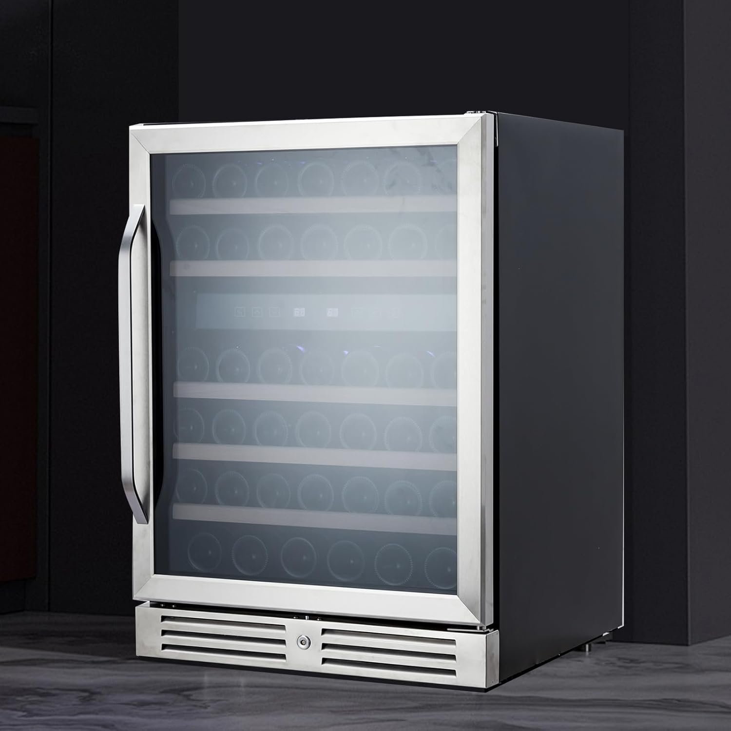 46 Bottle Wine Cooler Refrigerator, 24 Inch Dual Zone Built-in Wine Fridge for Home, Kitchen, or Office, Double-Layer Tempered Glass Door with Lock, Digital Temperature Control, Stainless Steel - Image 7