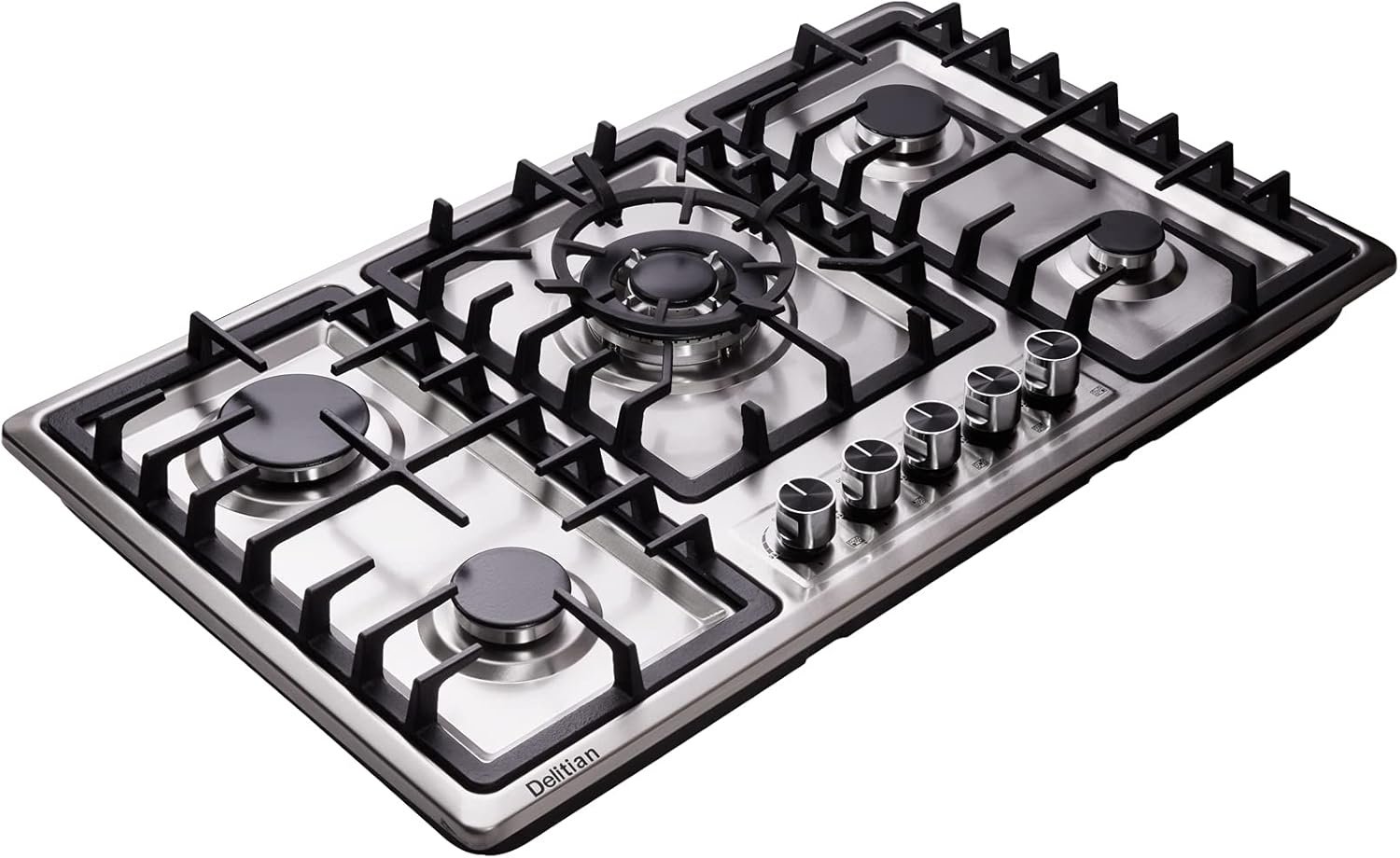 34 Inch Gas Cooktop DT5809 Built-in Stainless Steel 5 Burners Gas Stovetop LPG/NG Convertible Dual Fuel Gas Hob - Image 2