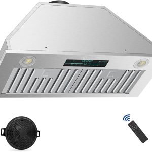 Range Hood Insert 30 inch, Ducted/Ductless 900 CFM Range Hood Insert with Charcoal Filter Included, Built-in Range Hoods Insert Stainless Steel With 4 Speed Gesture Sensing & 2 Pcs Adjustable Lights