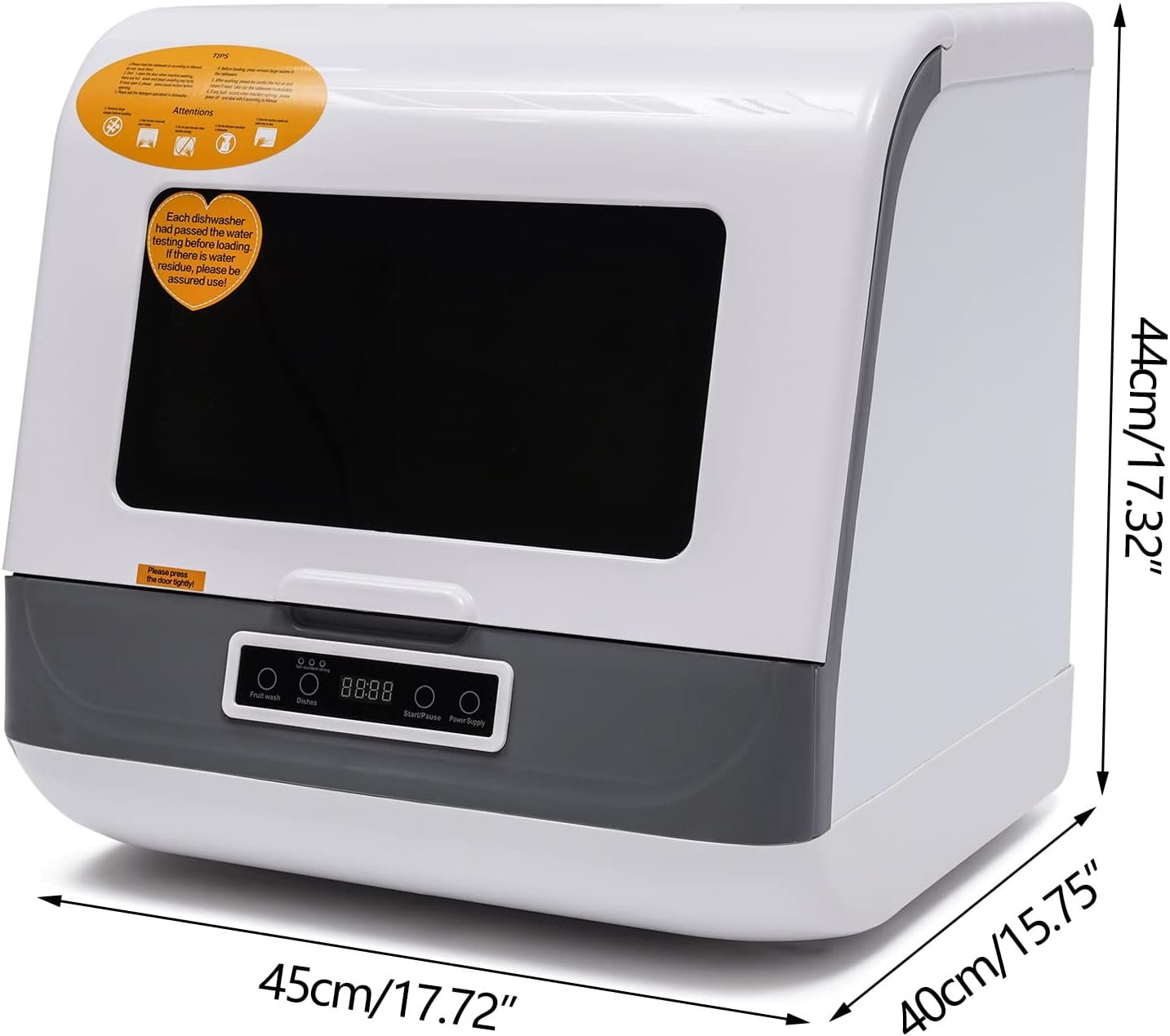 Countertop Dishwasher, Mini Portable Compact Dishwasher, No Installation, with Air Drying Function, Built-in 9L/2.37 Gallon Tank (12-20 Utensils), 4 Wash Programs, 360° Spray Clean, White - Image 9