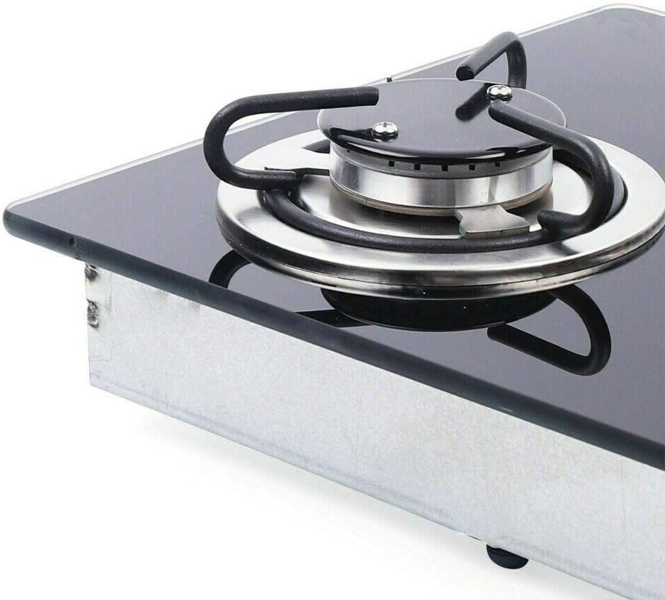 Gas Stove Gas Cooktop Camper RV Boat Caravan Burner LPG Gas Hob Cooktop With Tempered Glass 5.0x11.8x2.8 inch - 2 Burner (GR-B003) - Image 4