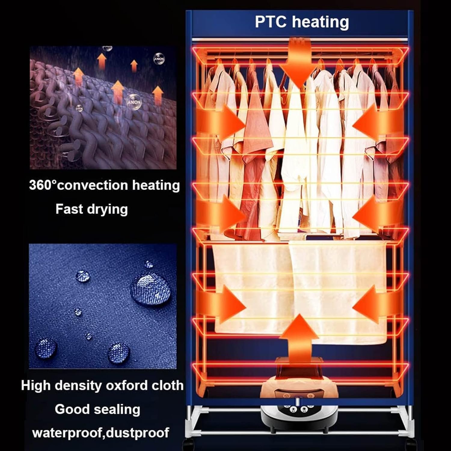 Clothes Dryer Electric Clothes Airer Dryer Indoor, Fast Drying Multi-Speed Heated Drying Rack For Clothes, Save Electricity Save Time, For Home Laundry Dorm - Image 4