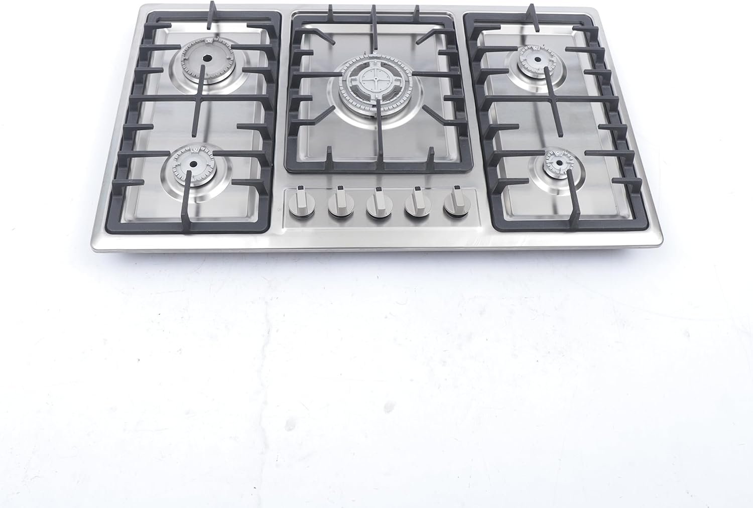 Gas Stove, 5 Burners NG/LPG Gas Built-In Cook-top With Fire Covers, 34" Stainless Steel Pulsed Ignition Cook Stove, Automatically Flame-out High Efficiency Home Stove Top, For Commercial Cook