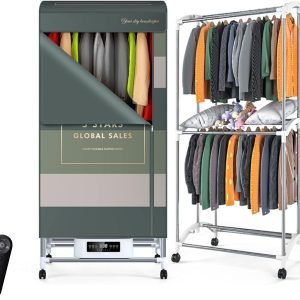 Foldable Clothes Dryer Electric Portable Household Folding-Dry Machine with Remote Control Adjustable Timer Low Noise for Home,Laundry,Apartment 2600W
